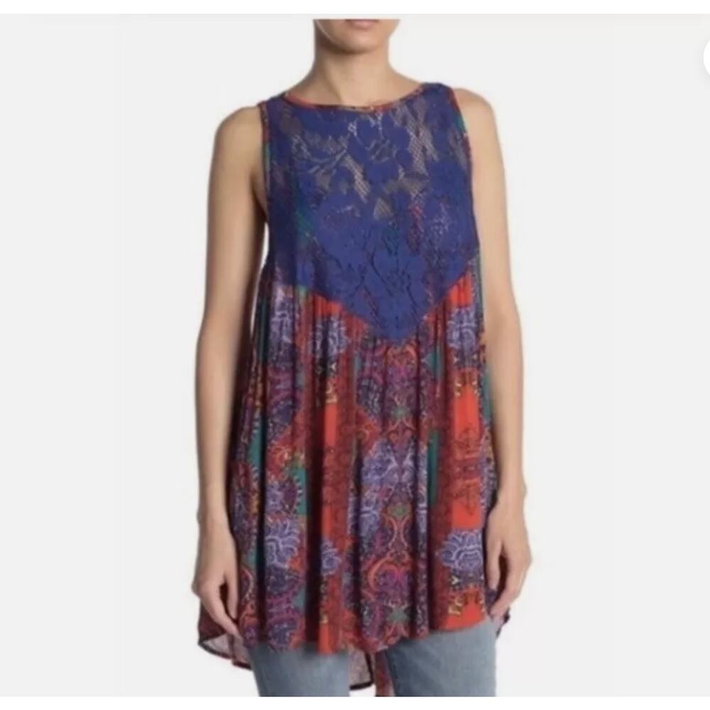 Free People Count Me In Trapeze Mini Dress Tunic Size Large